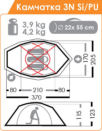 Палатка Normal Камчатка 3 N Si Pu Олива - Фото 2 большая