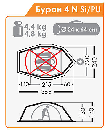 Палатка Normal Буран 3 N Si PU Олива - Фото 13 большая