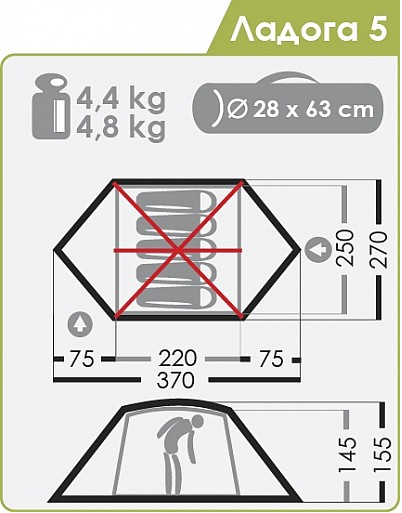 Палатка Normal Ладога 5 Желтый - Фото 10 большая