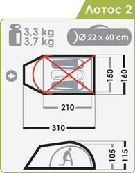 Палатка Normal Лотос 2 Тёмно-Зелёный - Фото 2 большая