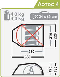 Палатка Normal Лотос 4 Тёмно-Зелёный - Фото 2 большая