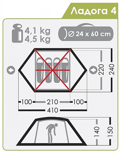 Палатка Normal Ладога 4 Тёмно-Зелёный - Фото 2 большая