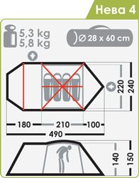 Палатка Normal Нева 4 Тёмно-Зелёный - Фото 3 большая