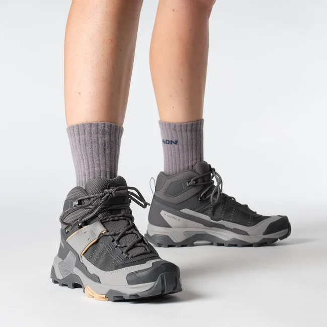 Кроссовки женские Salomon X Ultra 5 Mid Gtx Nine Iron/Gull/Soft Clay - Фото 4 большая