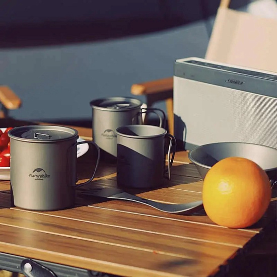 Чашка с крышкой Naturehike 20Cj Titanium 450 - Фото 2 большая