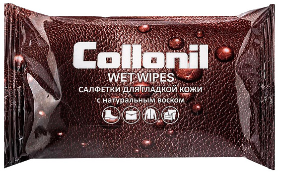 Салфетки влажные Collonil №15 для ухода за гладкой кожей с натуральным воском - Фото 1 большая