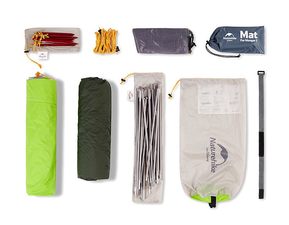 Палатка Naturehike Mongar 2 20D Light Grey/Dark Green - Фото 4 большая