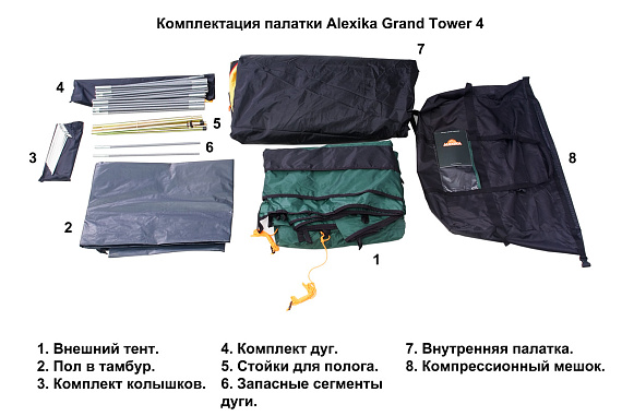 Палатка Alexika Grand Tower 4 Green - Фото 11 большая