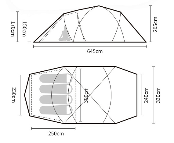 Палатка Naturehike Aries 4-6 Khaki - Фото 2 большая