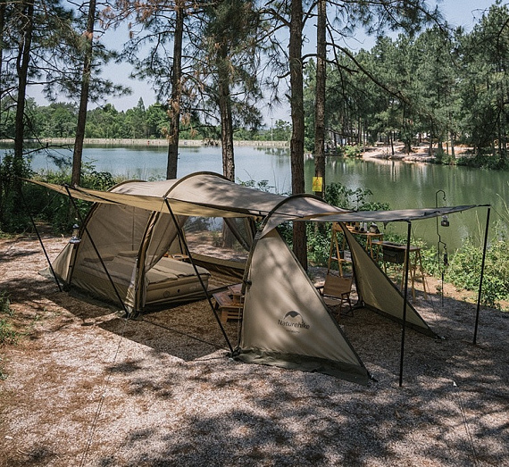 Палатка со стойками Naturehike Aries Tunnel 4-6 Khaki - Фото 6 большая