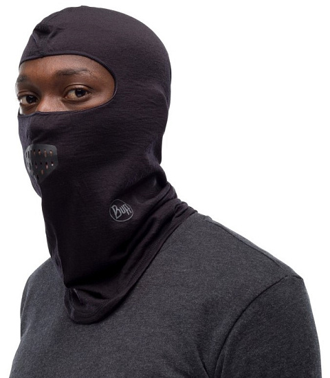 Балаклава Buff LW Merino Wool Solid Black - Фото 6 большая