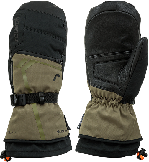 Варежки мужские Reusch Down Spirit Gtx Mitten Black/Burnt Olive - Фото 1 большая