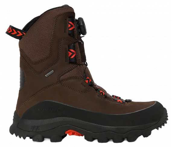 Ботинки мужские Viking Villrein High Gtx Boa Dark Brown/Red - Фото 1 большая