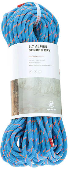 Верёвка Mammut Alpine Sender Dry 8.7мм/70м Ocean/Vibrant Orange - Фото 1 большая