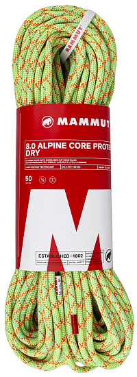 Верёвка Mammut Alpine Core Protect Dry 8.0мм/50м Halo/Vibrant Orange - Фото 1 большая