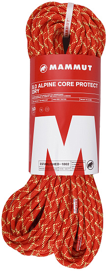 Верёвка Mammut Alpine Core Protect Dry 8.0мм/50м Fire/Halo - Фото 1 большая