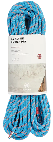 Верёвка Mammut Alpine Sender Dry 8.7мм/60м Ocean/Vibrant Orange - Фото 1 большая