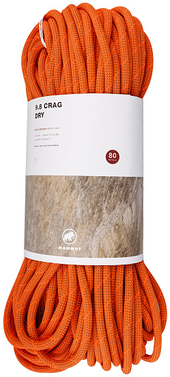 Верёвка Mammut Crag Dry 9.8мм/80м Vibrant Orange/Boa - Фото 1 большая