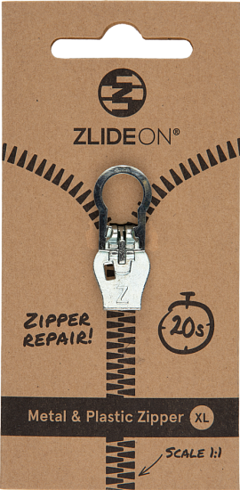 Бегунок для молнии ZlideOn 2022 Metal & Plastic Zipper XL Silver - Фото 1 большая