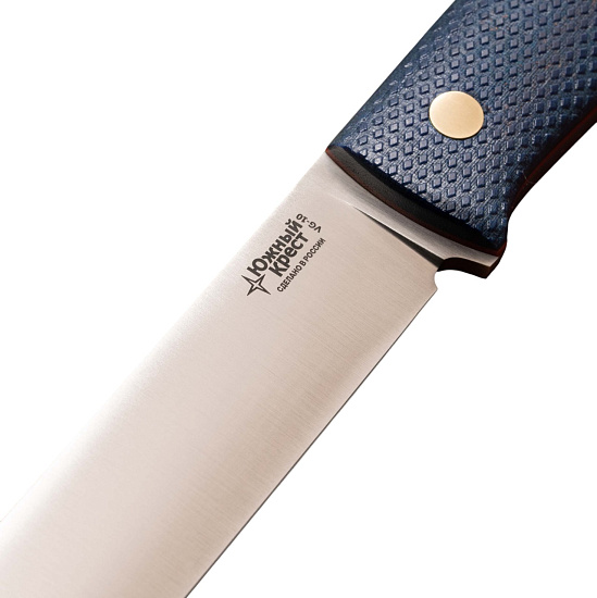 Нож Южный Крест Бушкрафт L Микарта VG10 конвекс Насечка Синий - Фото 3 большая