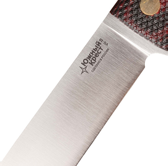 Нож Южный Крест Кефарт mini Микарта VG10 конвекс Насечка Красно-чёрный - Фото 3 большая