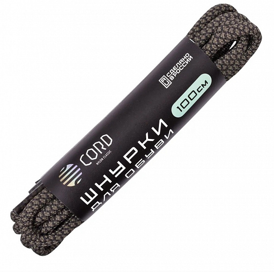 Шнурки Cord 100см Black/Khaki - Фото 1 большая