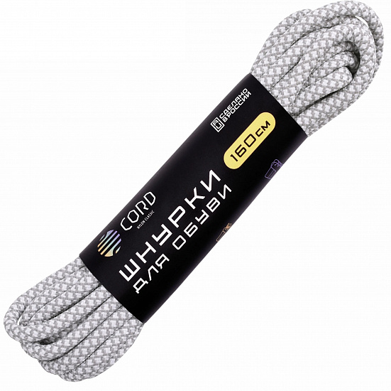 Шнурки Cord 160см White/Grey - Фото 1 большая