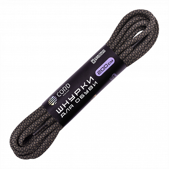 Шнурки Cord 200см Black/Khaki - Фото 1 большая