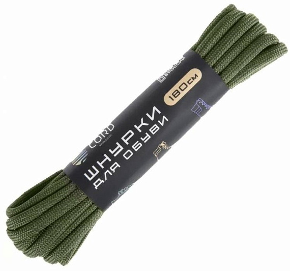 Шнурки Cord 180см Olive - Фото 1 большая