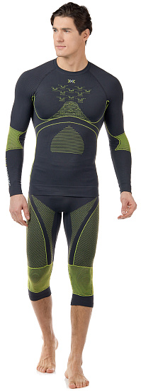 Кальсоны мужские X-Bionic Energy Accumulator 4.0 3/4 Charcoal/Yellow - Фото 3 большая