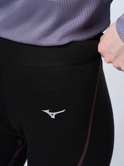 Тайтсы женские Mizuno Merino Wool Long Tight Black/Violet Quartz - Фото 9 большая