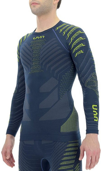 Лонгслив мужской UYN Resilyon Uw Round Neck Dark Blue/Yellow - Фото 3 большая