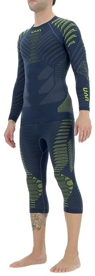 Лонгслив мужской UYN Resilyon Uw Round Neck Dark Blue/Yellow - Фото 6 большая