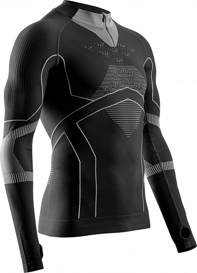 Лонгслив мужской X-Bionic Energy Accumulator 1/2 Zip Light Black/Light Grey - Фото 1 большая