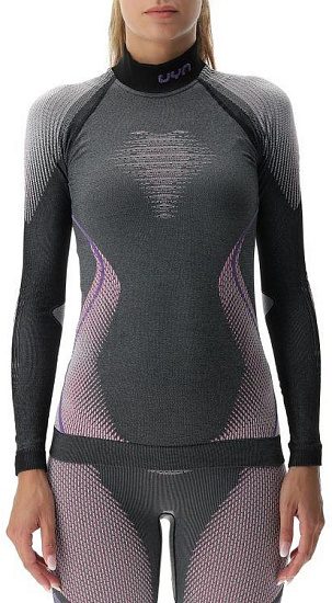 Лонгслив женский UYN Evolutyon Uw Turtle Neck Melange Anthracite Melange/Raspberry/Purple - Фото 3 большая
