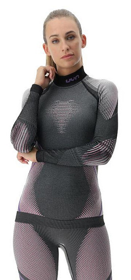 Лонгслив женский UYN Evolutyon Uw Turtle Neck Melange Anthracite Melange/Raspberry/Purple - Фото 5 большая