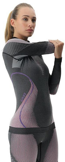 Лонгслив женский UYN Evolutyon Uw Turtle Neck Melange Anthracite Melange/Raspberry/Purple - Фото 8 большая