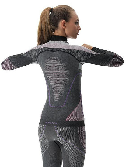 Лонгслив женский UYN Evolutyon Uw Turtle Neck Melange Anthracite Melange/Raspberry/Purple - Фото 9 большая