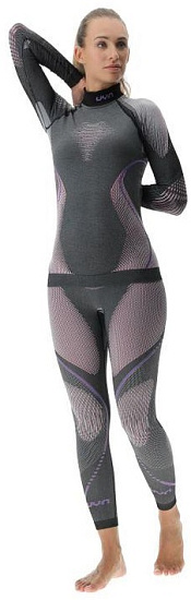 Лонгслив женский UYN Evolutyon Uw Turtle Neck Melange Anthracite Melange/Raspberry/Purple - Фото 10 большая
