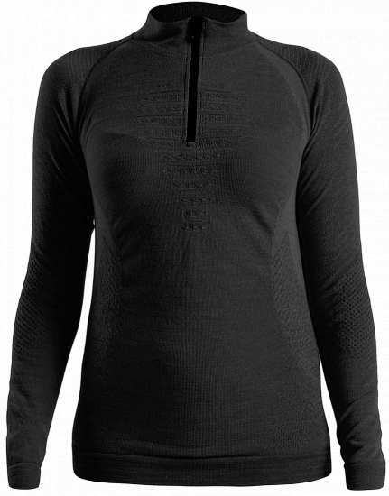 Лонгслив женский UYN Fusyon Biotech Uw Zip Up Black - Фото 1 большая