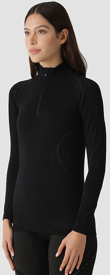 Лонгслив женский UYN Evolutyon Biotech Uw Zip Up Black - Фото 4 большая