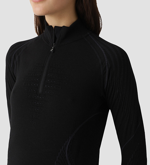 Лонгслив женский UYN Evolutyon Biotech Uw Zip Up Black - Фото 9 большая