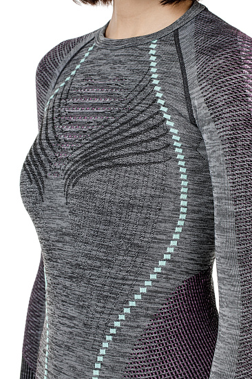 Лонгслив женский UYN Ambityon Uw Black Melange/Pink/Aqua - Фото 5 большая