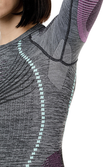 Лонгслив женский UYN Ambityon Uw Black Melange/Pink/Aqua - Фото 6 большая