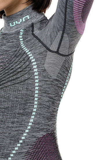 Лонгслив женский UYN Ambityon Uw Turtleneck Black Melange/Pink/Aqua - Фото 6 большая