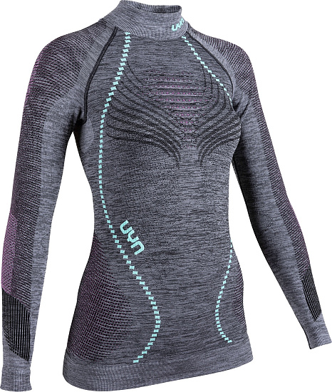 Лонгслив женский UYN Ambityon Uw Turtleneck Black Melange/Pink/Aqua - Фото 3 большая