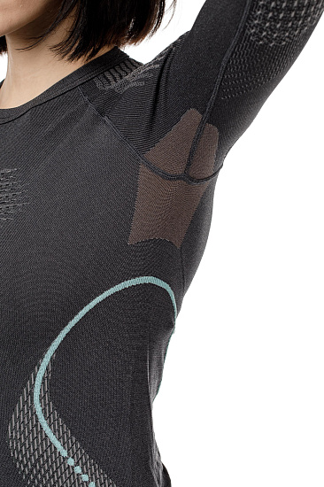 Лонгслив женский UYN Evolutyon Uw Charcoal/Anthracite/Aqua - Фото 6 большая