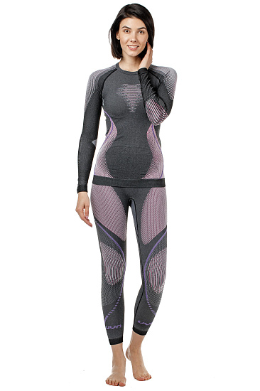 Лонгслив женский UYN Evolutyon Uw Melange Anthracite Melange/Raspberry/Purple - Фото 4 большая