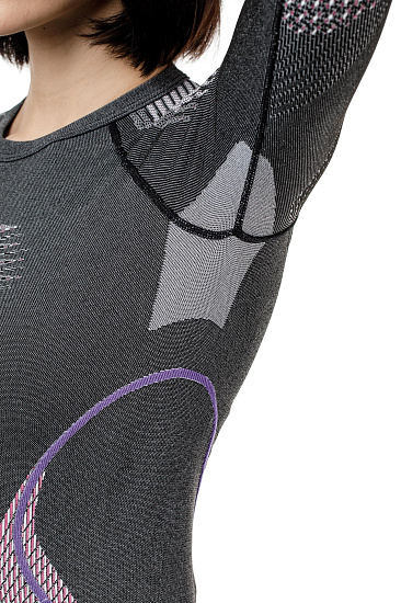 Лонгслив женский UYN Evolutyon Uw Melange Anthracite Melange/Raspberry/Purple - Фото 6 большая