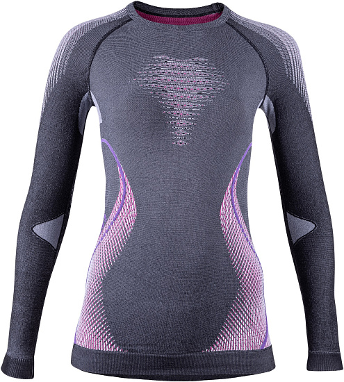 Лонгслив женский UYN Evolutyon Uw Melange Anthracite Melange/Raspberry/Purple - Фото 1 большая
